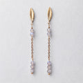Labradorite Leaf Chain Drop Earrings – Gold-Plated Stainless Steel