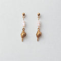 Pearl Seashell Drop Earrings – Gold-Plated Stainless Steel