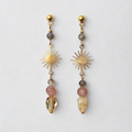 Quartz Labradorite Sun-Burst Drop Earrings – Gold-Plated Stainless Steel