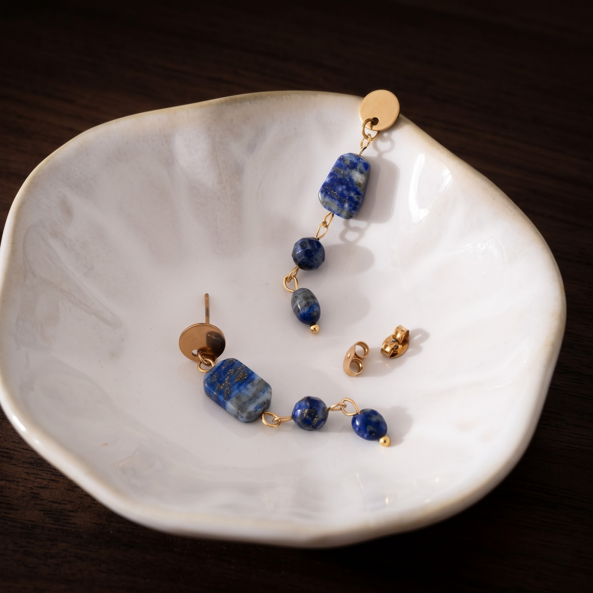 Lapis Lazuli Drop Earrings – Gold-Plated Stainless Steel