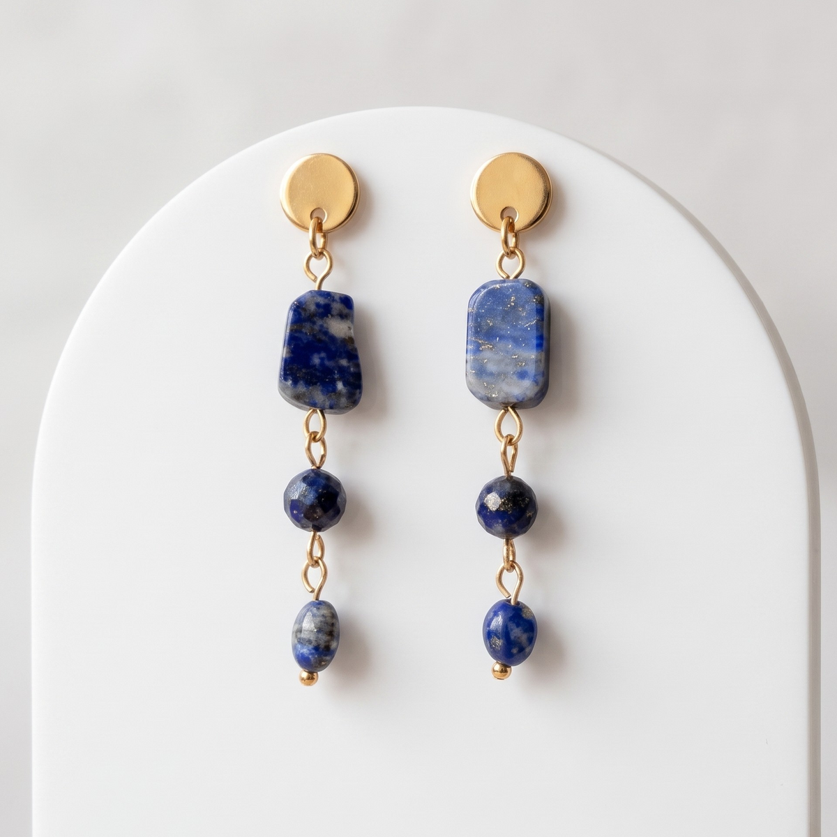 Lapis Lazuli Drop Earrings – Gold-Plated Stainless Steel