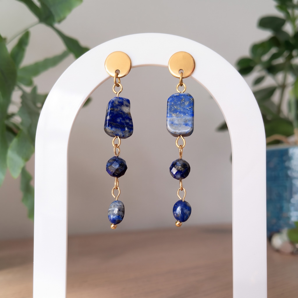 Lapis Lazuli Drop Earrings – Gold-Plated Stainless Steel