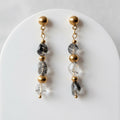 Tourmalinated Quartz Pebble Drop Earrings – Gold-Plated Stainless Steel