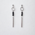 Obsidian Bar Drop Earrings – Silver Stainless Steel