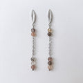 Rutilated Quartz Leaf Chain Drop Earrings – Silver Stainless Steel