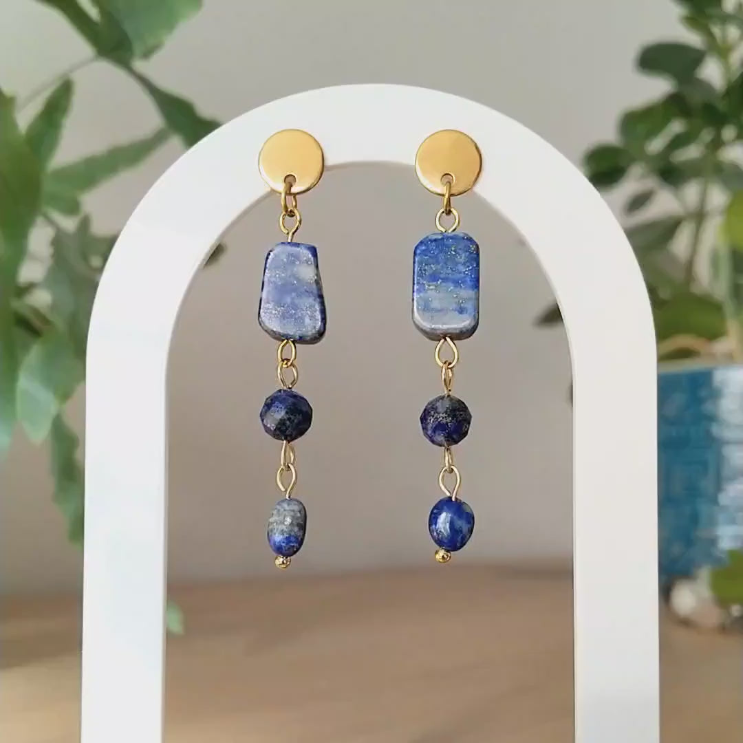 Lapis Lazuli Drop Earrings – Gold-Plated Stainless Steel